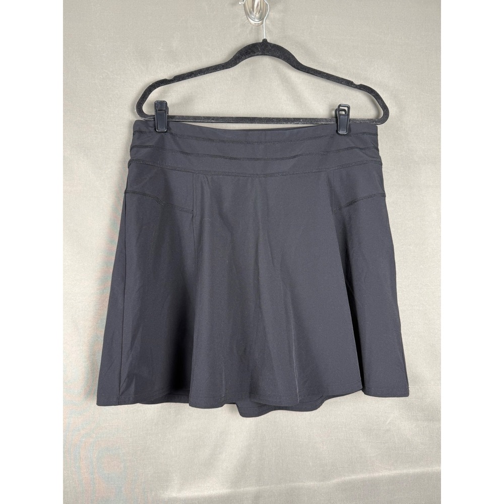 Athleta Skort Womens 12 Black Activewear Side Zip Back Pocket Recycled Stretch